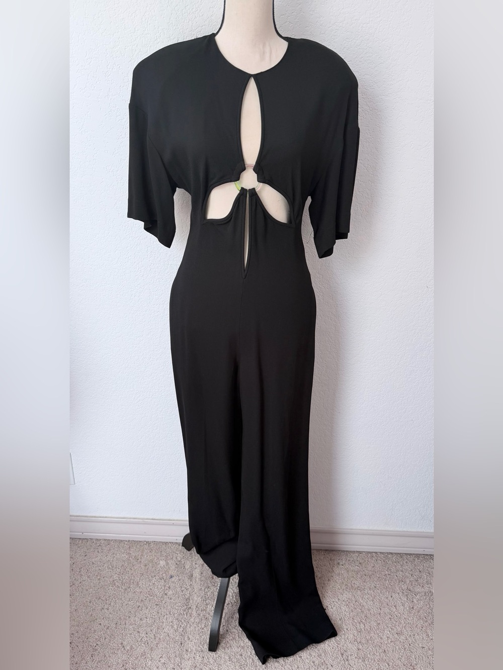 Stella McCartney Black Cutout Straight Leg Jumpsuit with Keyhole Details US 4
